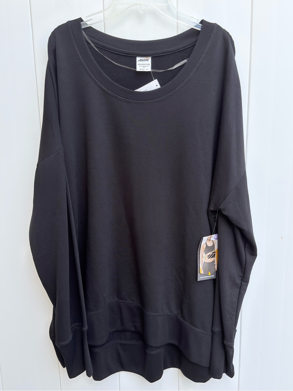 NWT Avia Black Crewneck Long Sleeve Black Tee XXL